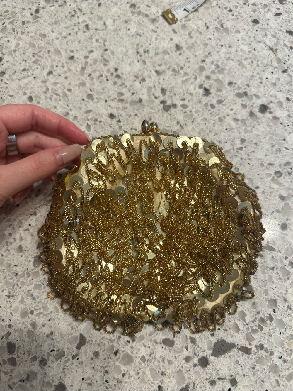 Vintage Gold Sequin Evening Clutch